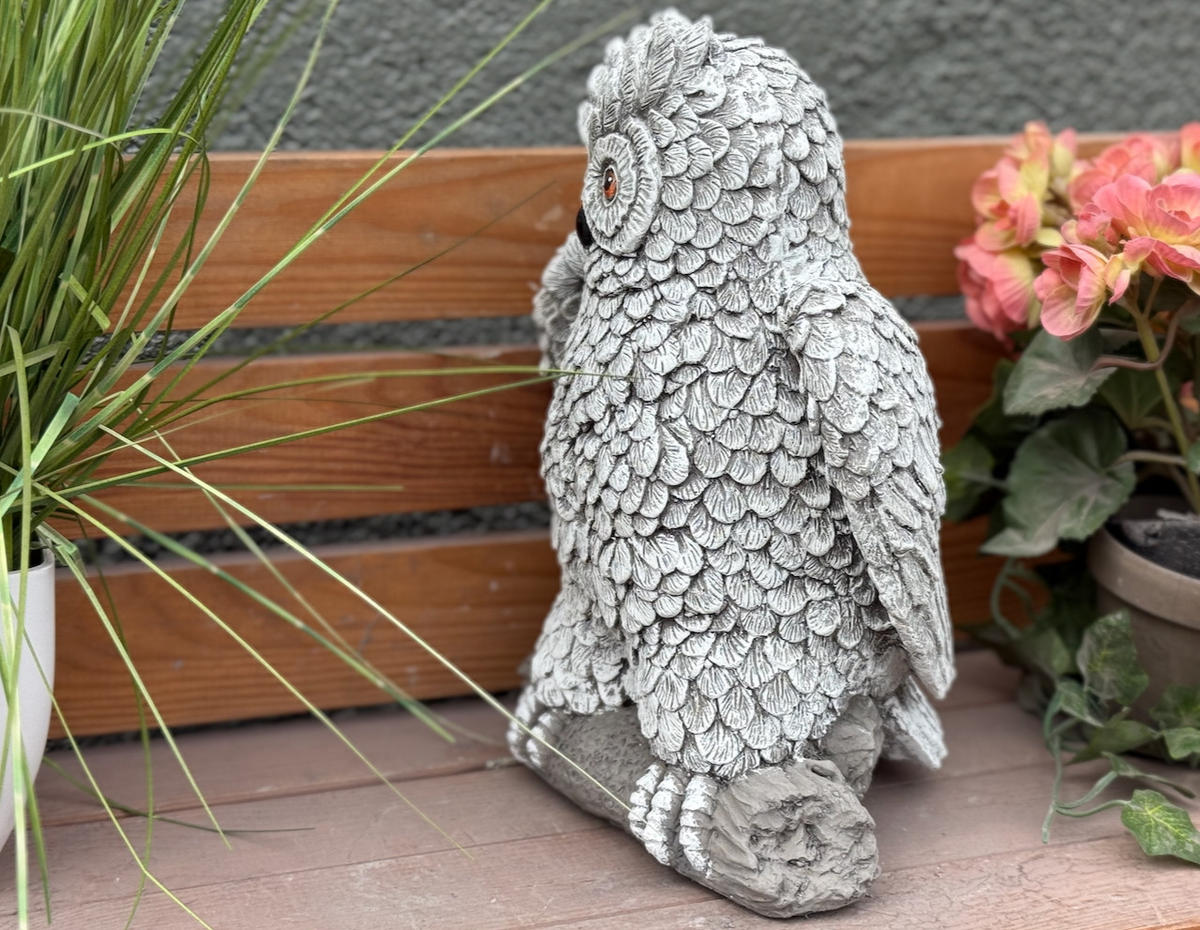 STEINFIGUR Uhu Kauz auf AST, frostfest - Grau, Stein (23/29/17cm) - stoneandstyle