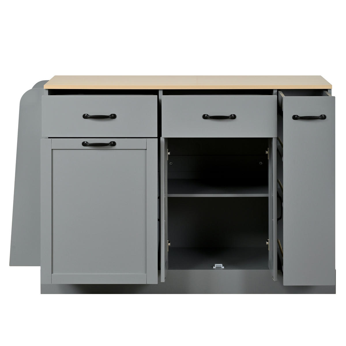 SIDEBOARD mit Abfallfach, Gewürzregal und Schubladen, Grau - Grau, Holzwerkstoff (133.5/86/40cm)