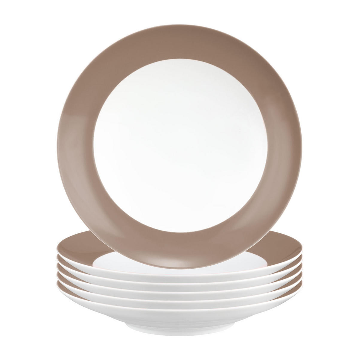 SUPPENTELLER Liberty Pure Colors Cocoa Brown ø 23,5 cm 6er Set - Braun, Keramik (23.6cm) - Seltmann Weiden