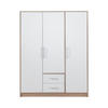 KLEIDERSCHRANK SAM SR2 3-türig 150 / 190 / 56 cm Weiß | Eiche Sonoma - Weiß Hochglanz/Sonoma Eiche, Holzwerkstoff (150/190/56cm) - Deine Möbel 24