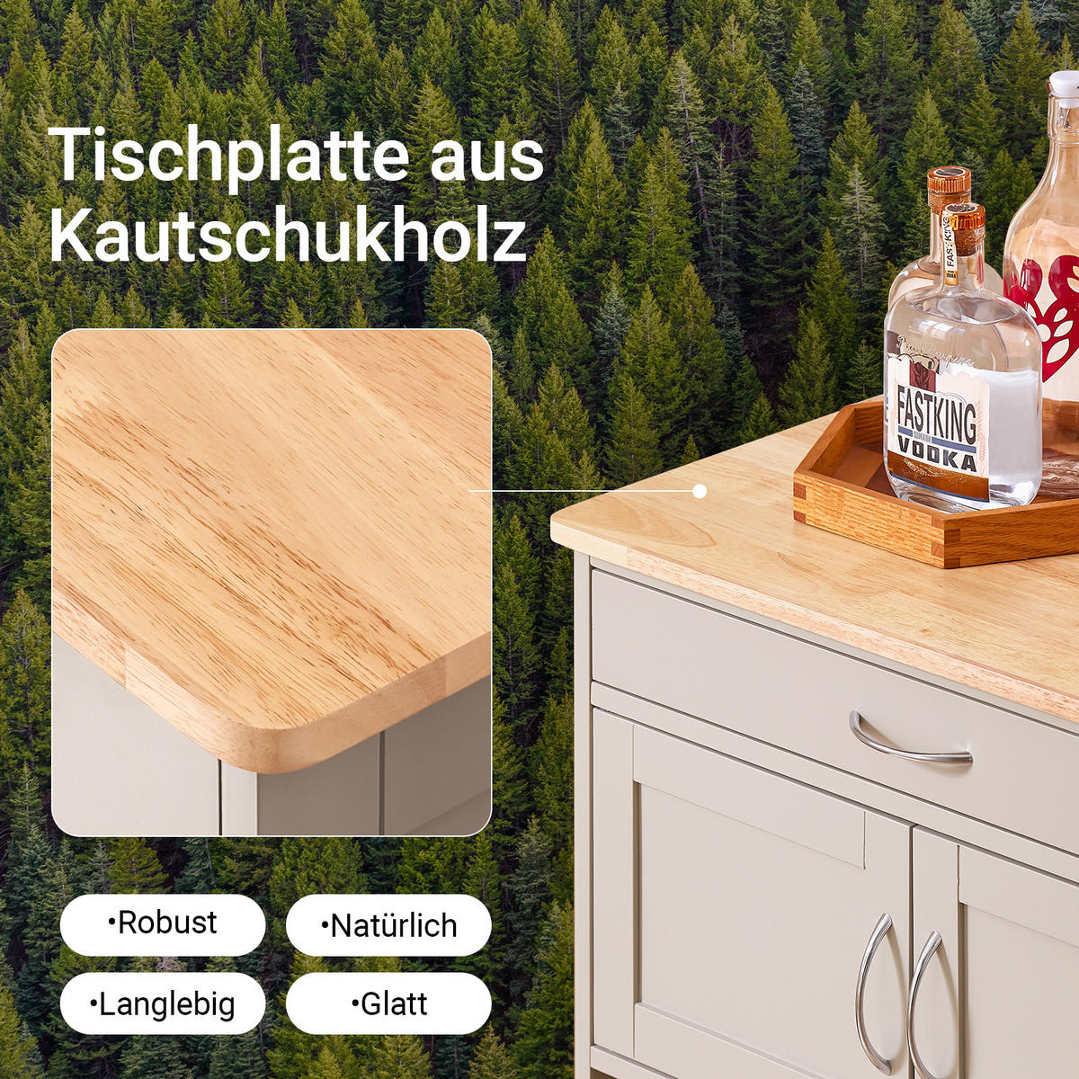 KÜCHENWAGEN Hellbraun - Hellbraun, Holz/Holzwerkstoff (67/87/38cm) - SoBuy
