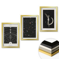WANDBILDER 3er Set - 20x30 cm Goldrahmen - Nachtdarstellung des Sonnensystems - Goldfarben, Kunststoff (20/30cm) - ArtPrintCave