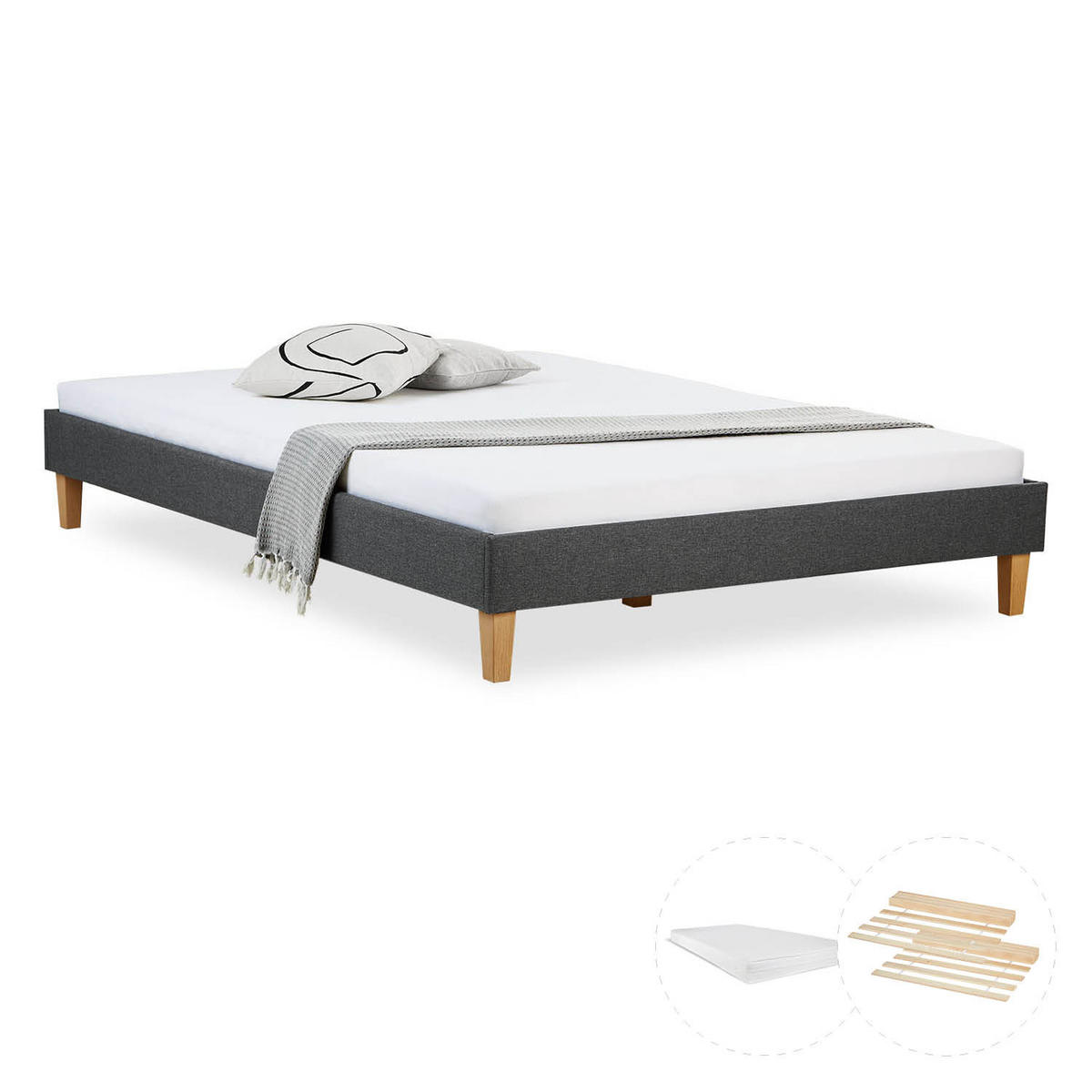 POLSTERBETT mit Matratze 140/200 cm in Grau - Grau, Textil (140/200cm) - Homestyle4u