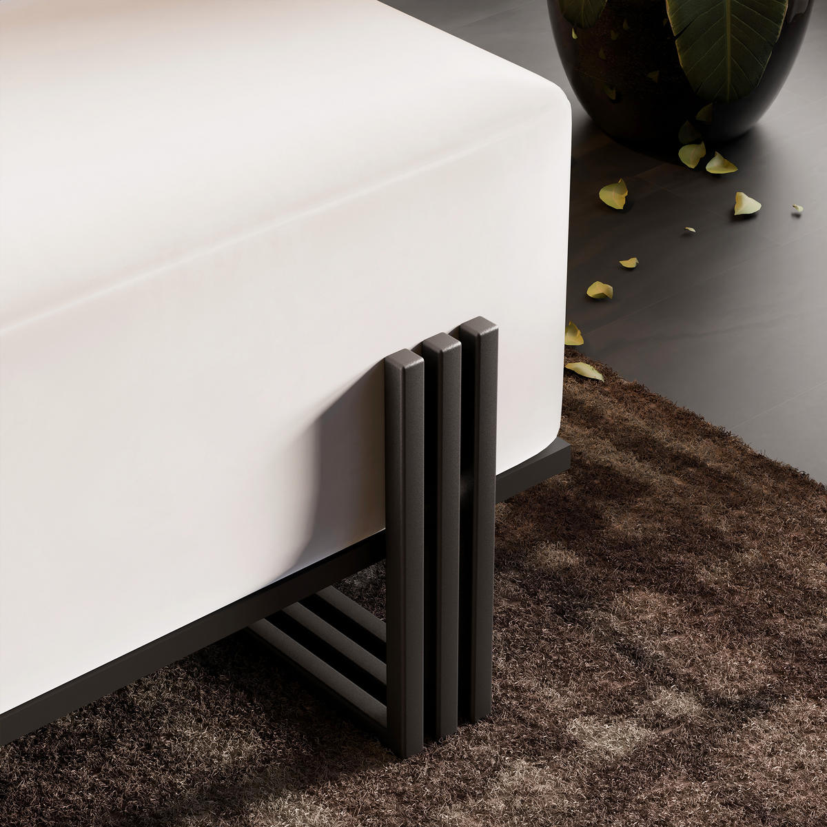 POLSTERBANK TEO 100 cm Schwarz / Creme ,Metallgestell - Creme, Metall (100/47/35cm) - Idohome