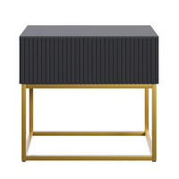 NACHTSCHRANK Veldio Schwarz mit goldenen Metallbeinen 50 cm - Goldfarben/Schwarz, Holzwerkstoff/Metall (50/44/35.6cm) - Selsey