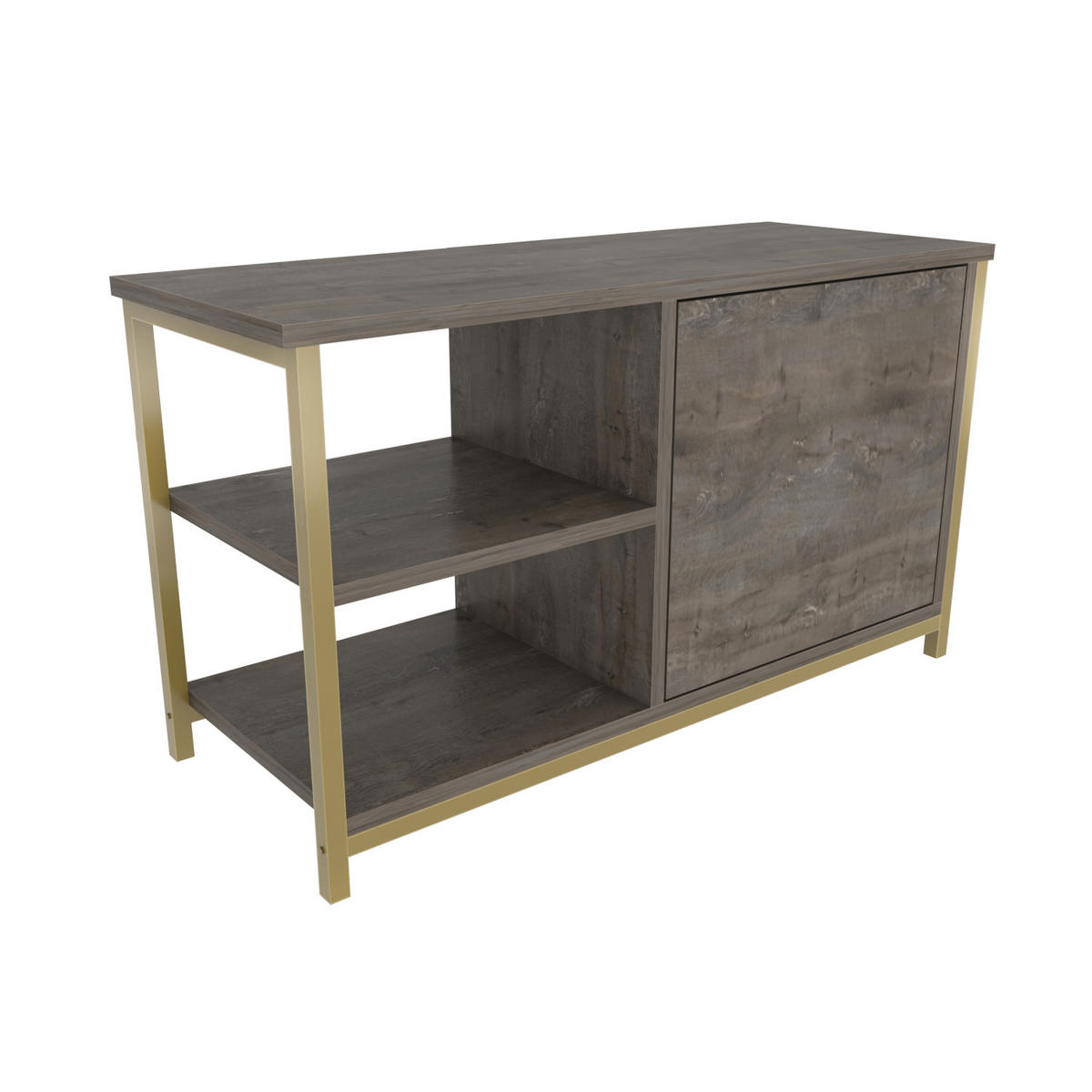 TV Möbel Muskegon Gold und Wenge - Beige, Holzwerkstoff (90/51/36cm) - Decorotika