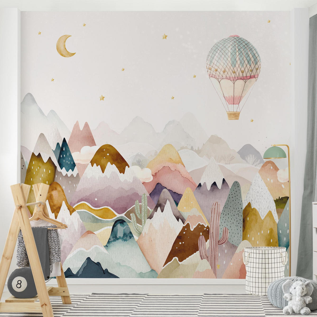 FOTOTAPETE Boho Berglandschaft 240/240 cm - Multicolor, Papier (240/240cm) - Bilderwelten