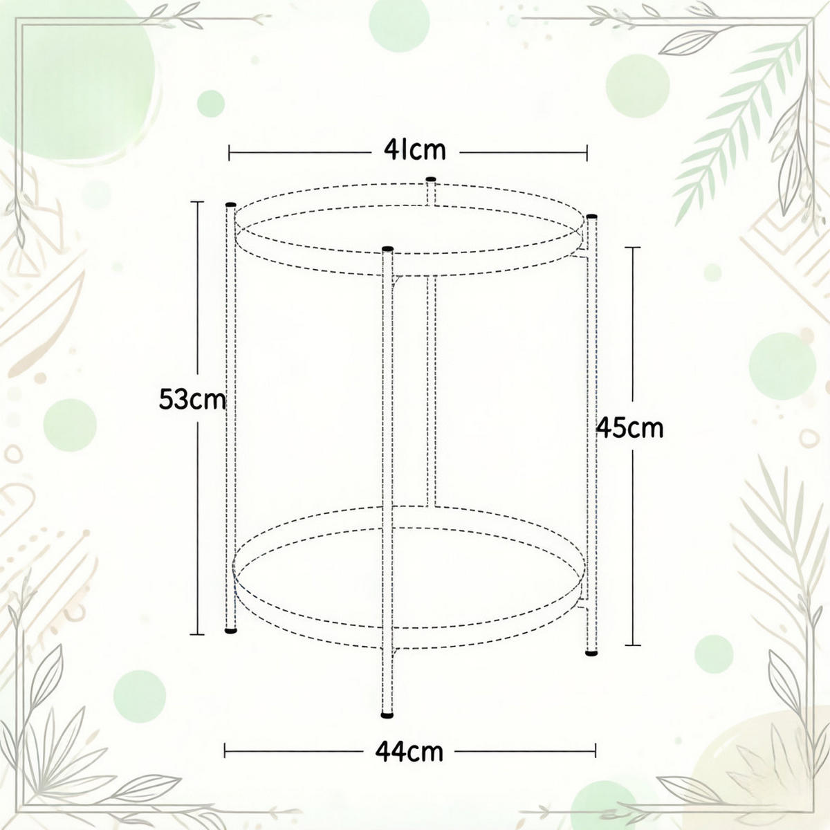 COUCHTISCH 44x44x53cm Runder Beistelltisch Metall-Sofatisch mit abnehmbaren Schalen - Weiß, Metall (50/50/5cm) - Raelunyi