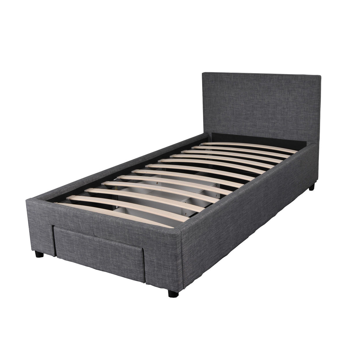 BETT LUGANO mit Schubladen/ Bett LUGANO 90x190 - Dunkelgrau - Dunkelgrau, Holzwerkstoff (90/190cm) - Weber Industries