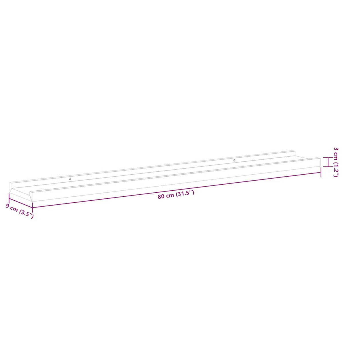 WANDREGALSET U-Form 2-teilig 80/9/3 cm aus MDF Schwarz - Schwarz, Holzwerkstoff (80/3/9cm) - vidaXL