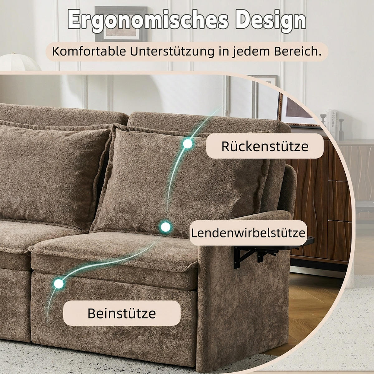 SCHLAFSOFA 172.5/71/95 cm Braun mit USB-Anschluss, 5-fach verstellbarer Rückenlehne und Stauraum - Braun, Textil (71/95/172.5cm) - Oxeza