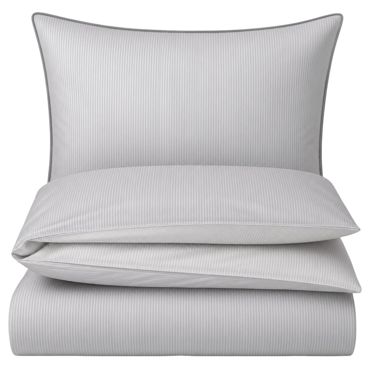Carpe Sonno MAKO-SATIN-BETTWÄSCHE 155x220 cm gestreift aus 100% Baumwolle mit Reißverschluss, Nadel-Streifen Wendebettwäsche 155 x 220