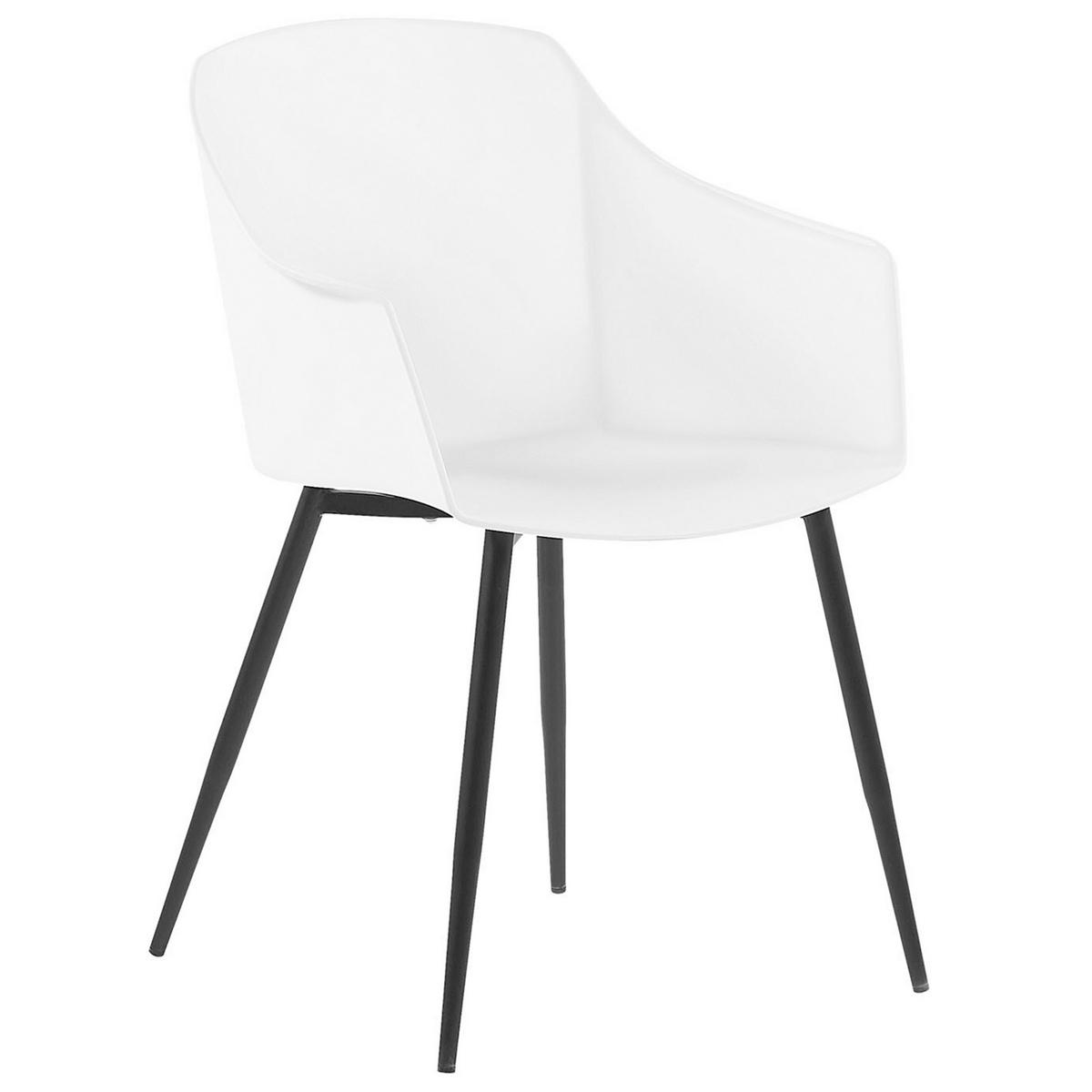ESSZIMMERSTUHL 2er-Set Kunststoff Weiß/Schwarz Fonda - Weiß, Kunststoff/Metall (57/83/51cm) - Beliani