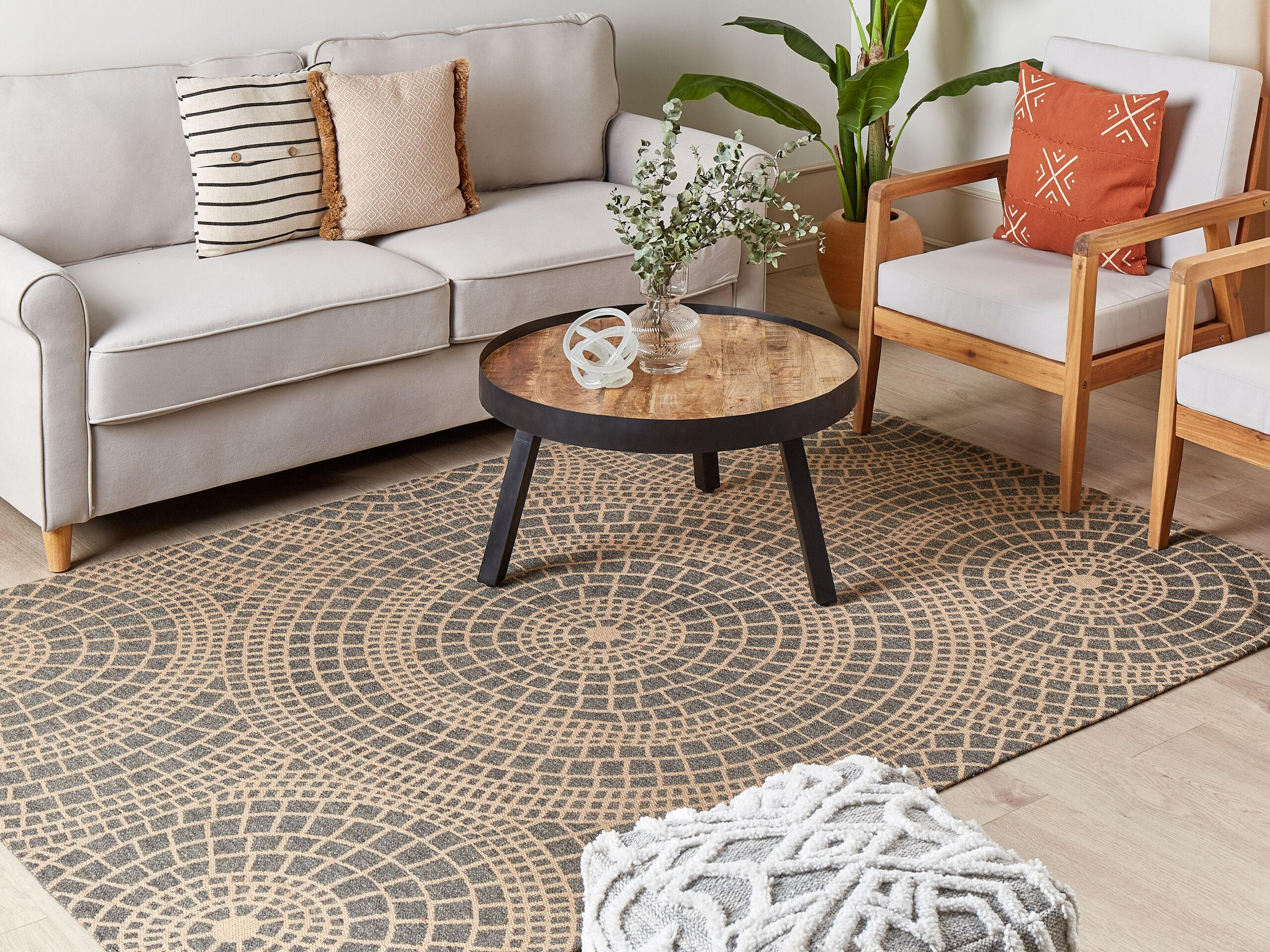 TEPPICH geflochten Ariba 230/160 cm - Grau, Naturmaterialen (160/230cm) - Beliani