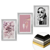WANDBILDER 3er Set - 20x30 cm Silberner Rahmen - Rosenblüten und eine elegante Dame - Silberfarben, Kunststoff (20/30cm) - ArtPrintCave