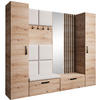 GARDEROBE Margaret XL 242/203/43 mit gepolsterten Paneelen/Lamellen/Spiegel - Beige/Schwarz, Holzwerkstoff/Kunststoff (242/203/43cm) - Beautysofa