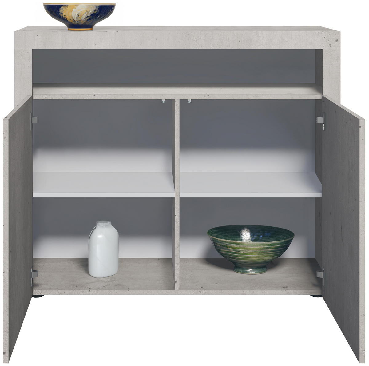KOMMODE Denver Beton Oxid Optik - Hellgrau, Holzwerkstoff (107/88/35cm) - Vladon