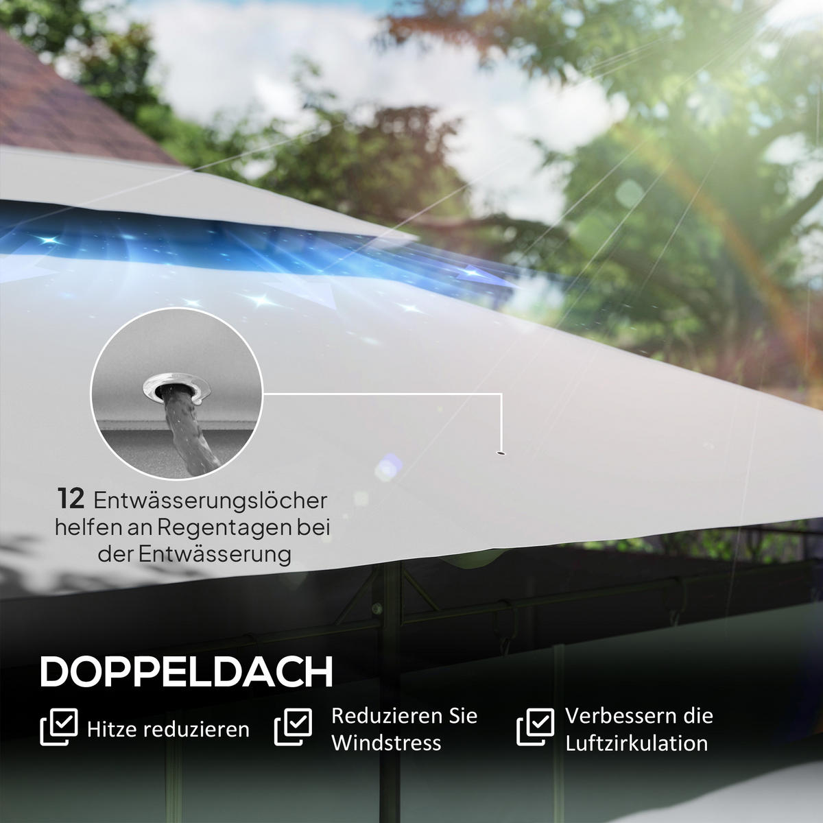 PAVILLON Metall Polyester Dunkelgrau - Dunkelgrau, Textil/Metall (297/273/397cm) - Outsunny