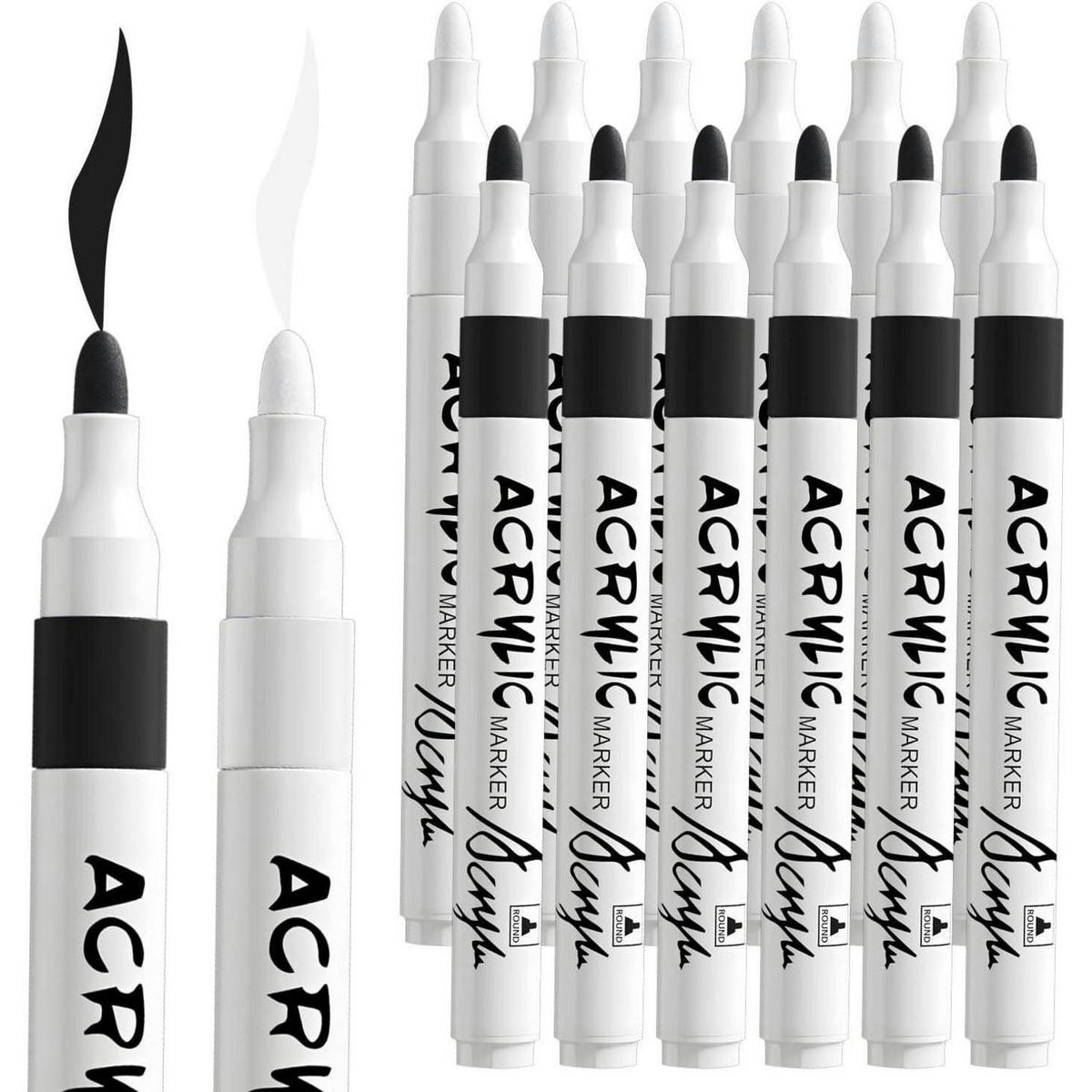 ACRYLMARKER Set 4.0 mm Spitze Schwarz Weiß - Weiß, Kunststoff (1/1/14cm)