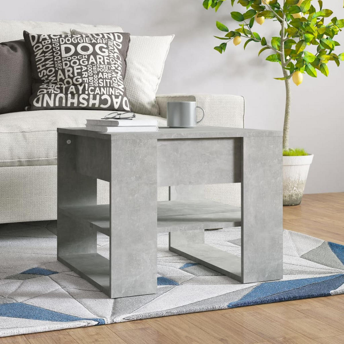 COUCHTISCH Betongrau 55,5x55x45 cm Holzwerkstoff - Grau, Holzwerkstoff (55.5/55/45cm) - furnicato