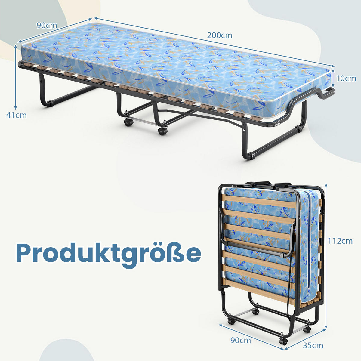 GASTEBETT Blau - Blau, Metall - COSTWAY