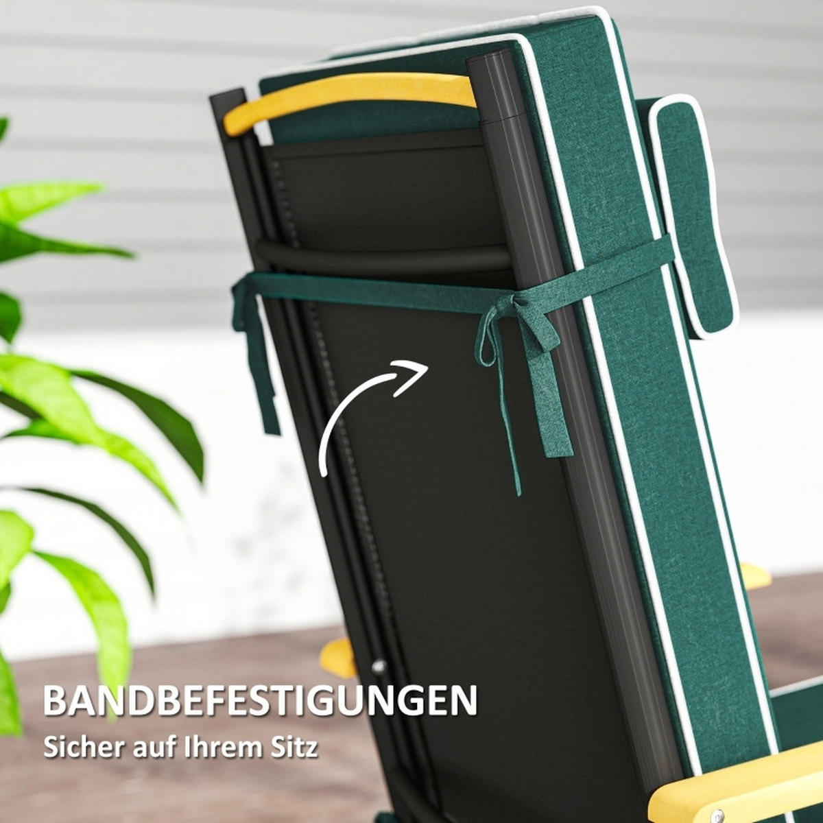 SESSELAUFLAGEN aus Polyester 120x47x9,5 cm in Grün mit Kopfstütze - Grün, Textil (47/9.5/120cm) - Modfu