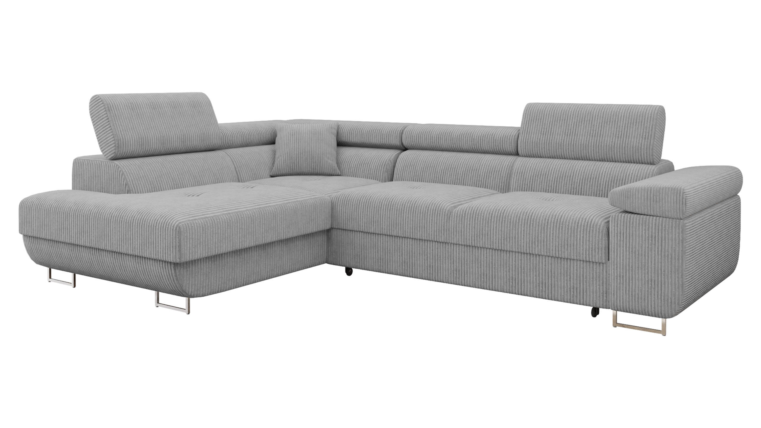 ECKSOFA Torezio Cord, Seite: Links - Grau, Holz/Textil (274/203cm) - MIRJAN24
