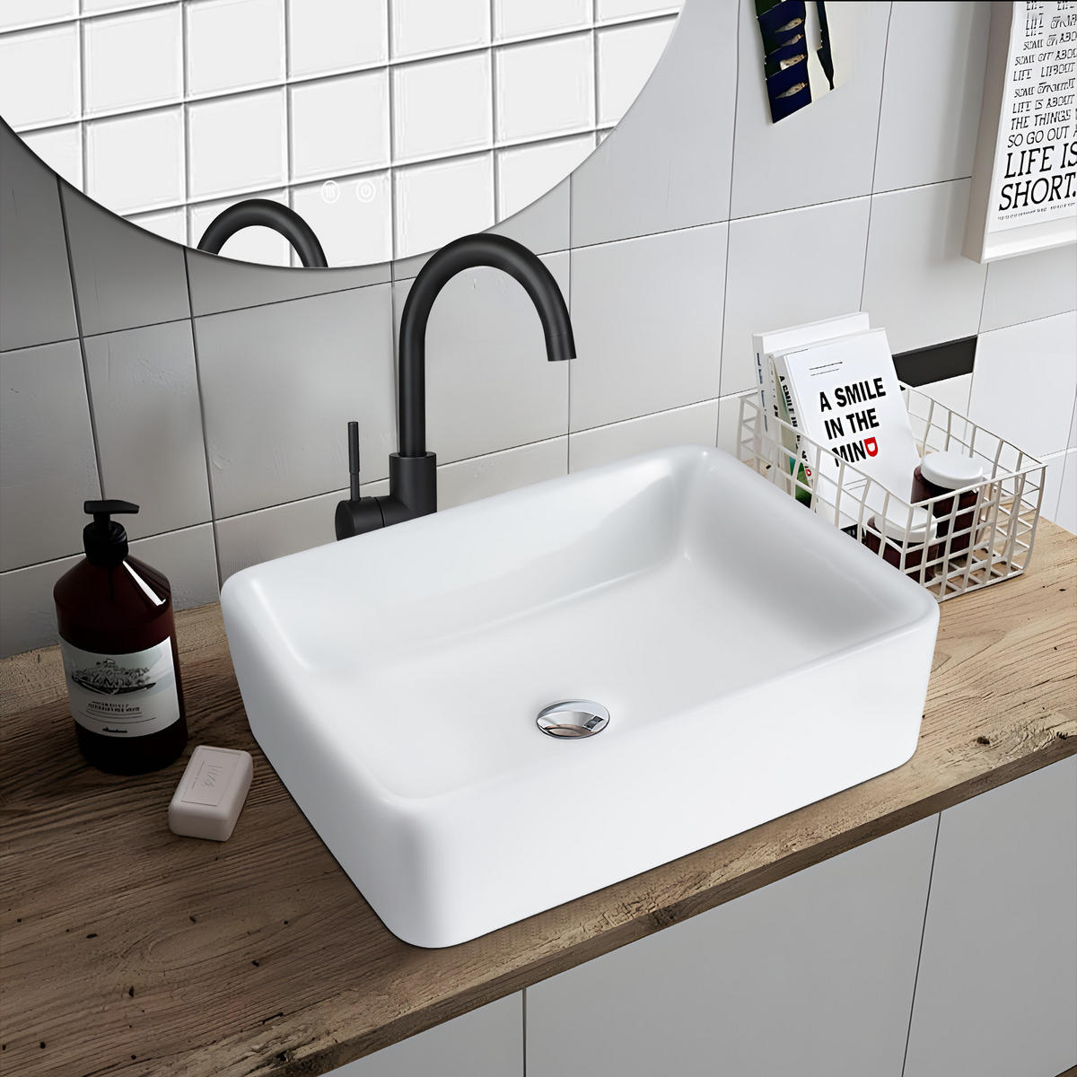 WASCHBECKEN Weiß 42/15/51 - Weiß, Keramik (42/15/51cm) - ZMH