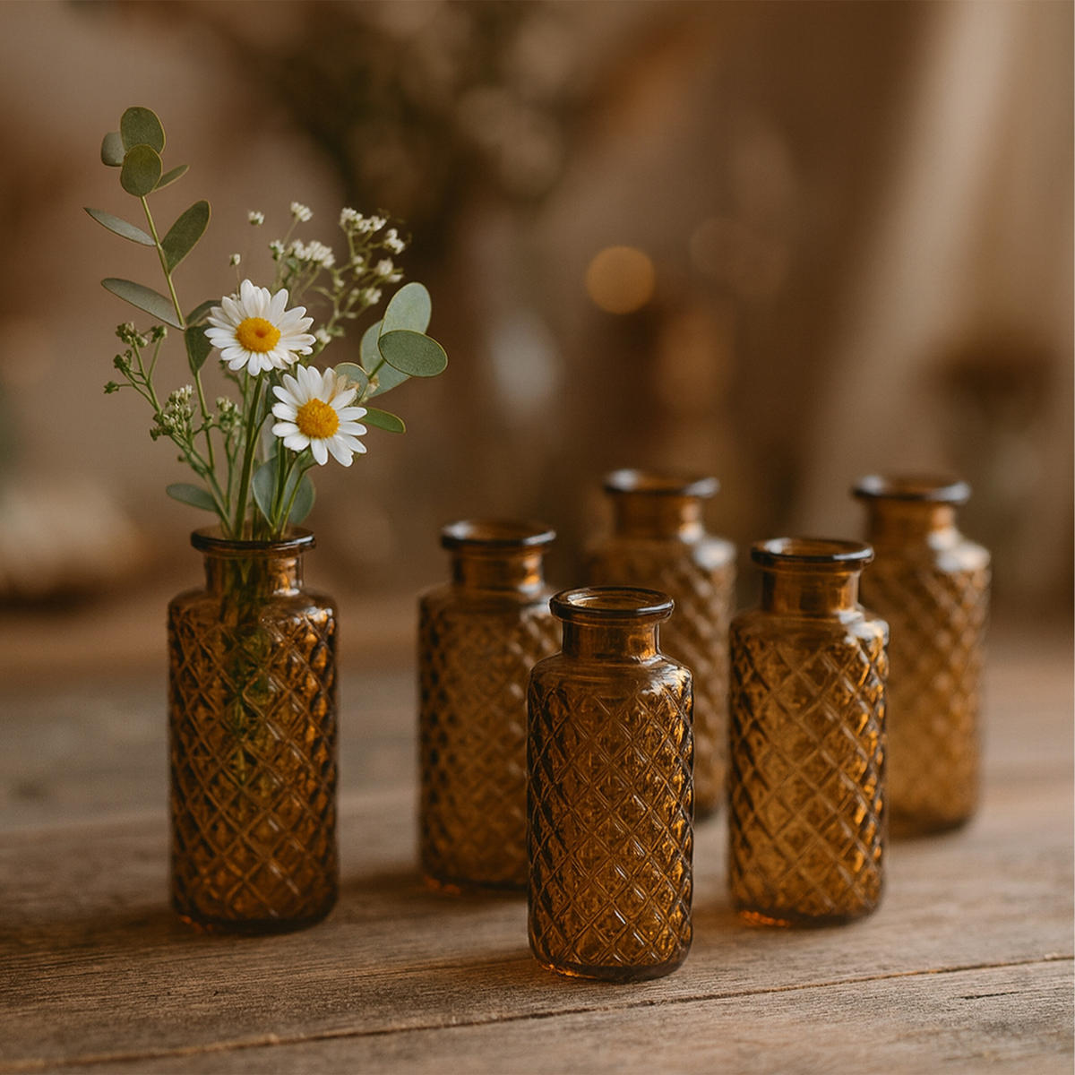 6XVASEN - Braun, Glas (13cm) - Relaxdays