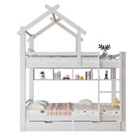 ETAGENBETT 90/200 cm, Weiß mit Schubladen und Regalen - Weiß, Holz (90/200cm) - MIVRAY