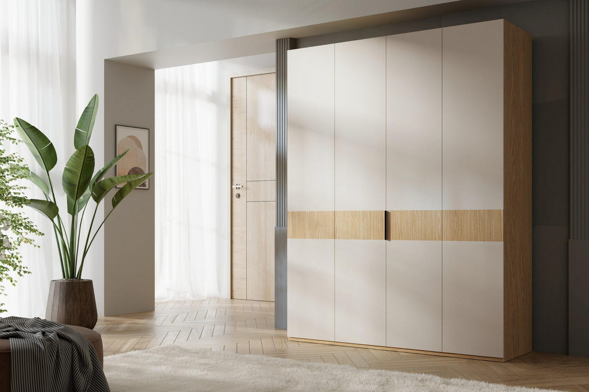 KLEIDERSCHRANK SUN 180/237/60 cm in Frühlingseiche/Macadamia - Eichefarben, Holzwerkstoff (180/237/60cm) - Deine Möbel 24