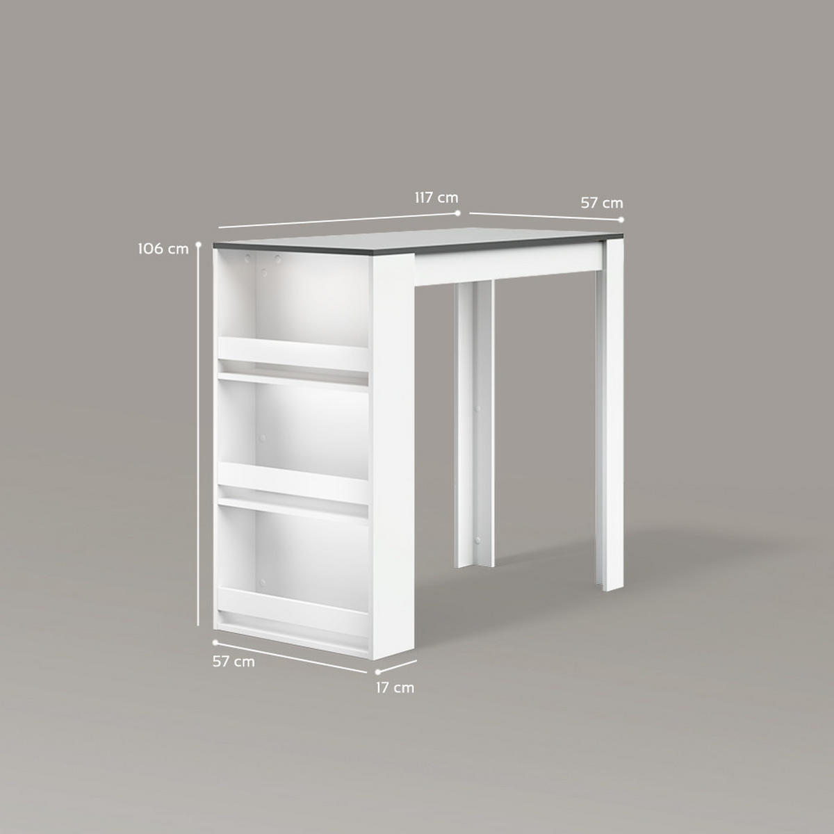 BARTISCH Regusa Weiß/Anthrazit 57 x 117 cm - Anthrazit/Weiß, Holzwerkstoff (117/57/106cm) - Livinity®