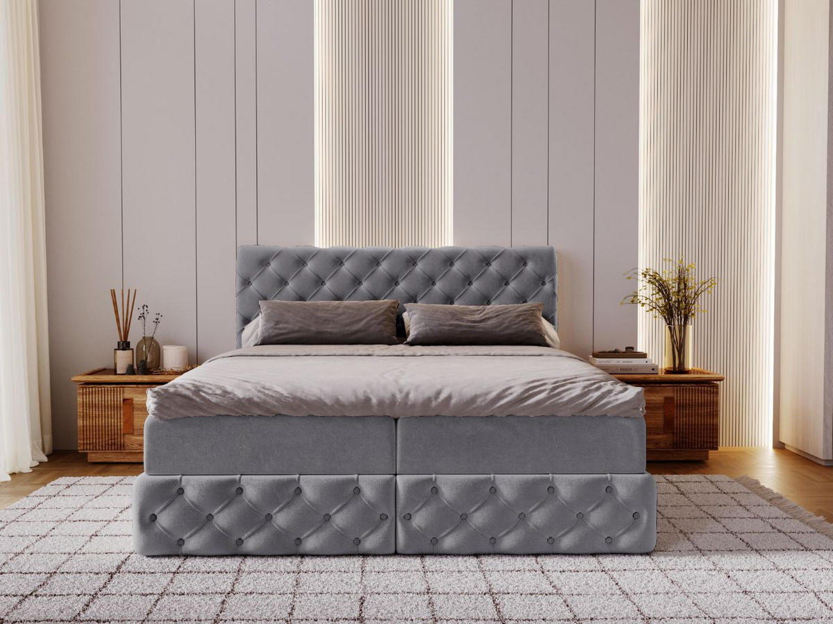 BOXBETT Canolo 140x200 Grau - Grau, Holz/Textil (140/200cm) - Graingold