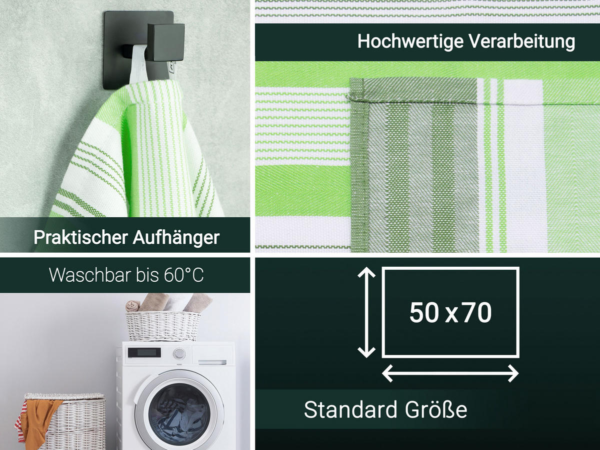 GESCHIRRTÜCHER, 4er-Set, 50x70 cm, 100% Baumwolle, Grün - Grün, Textil (50/70cm) - Zollner