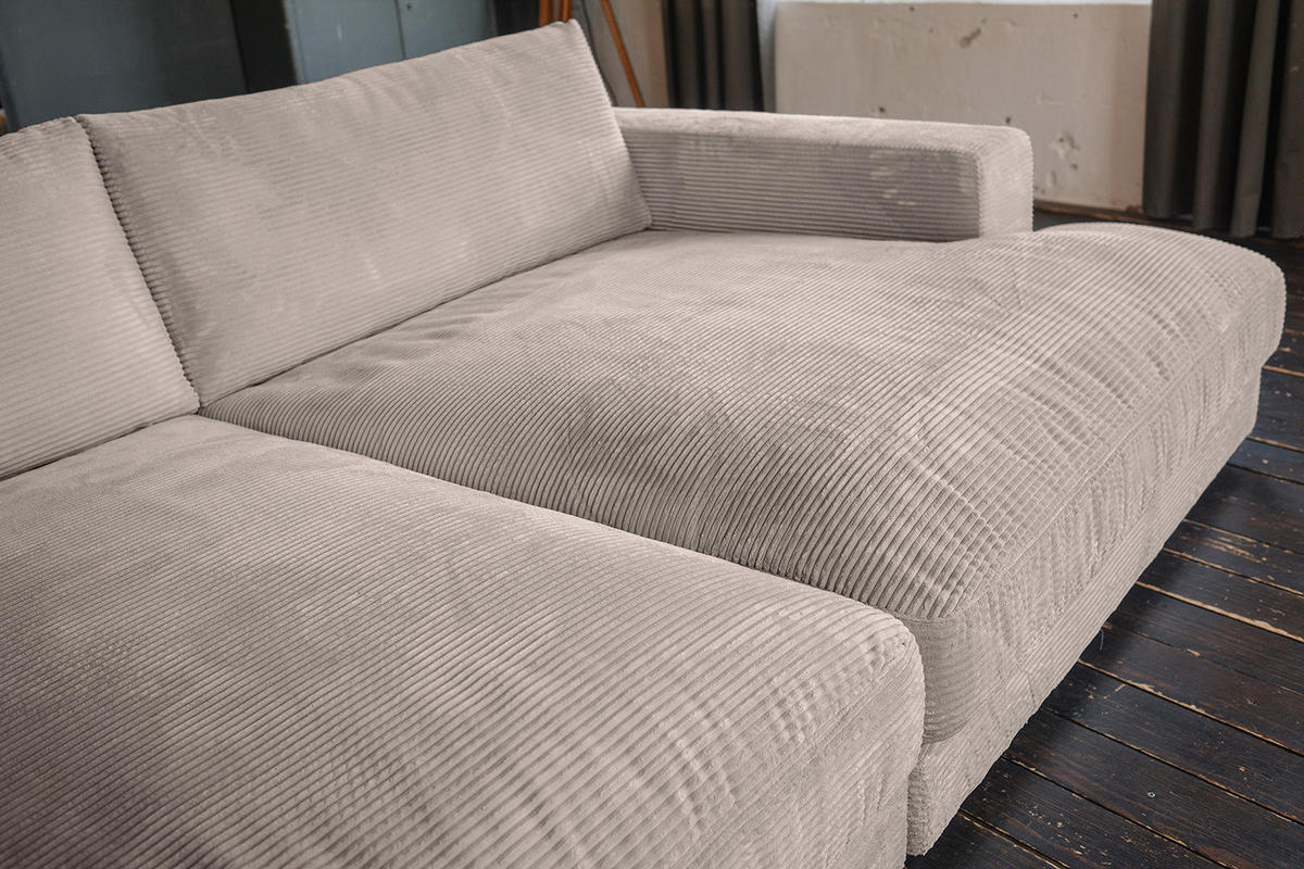 BIG SOFA-SET 6-TLG MADELINE Taupe Cord - Taupe/Schwarz, Kunststoff/Textil (290/85/170cm) - KAWOLA