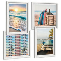 BILDER SET 4er Set - 50x50 cm & 40x60 cm Weißer Rahmen - Sonnenuntergang in Miami - Weiß, Kunststoff (50/50cm) - TULUP