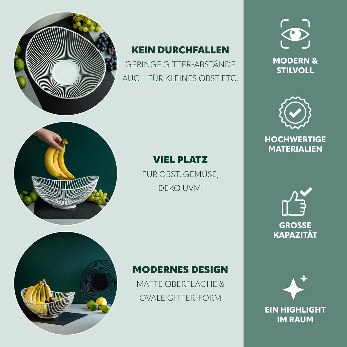OBSTSCHALE, weiß, Metall - Weiß, Metall (13.5cm) - bremermann