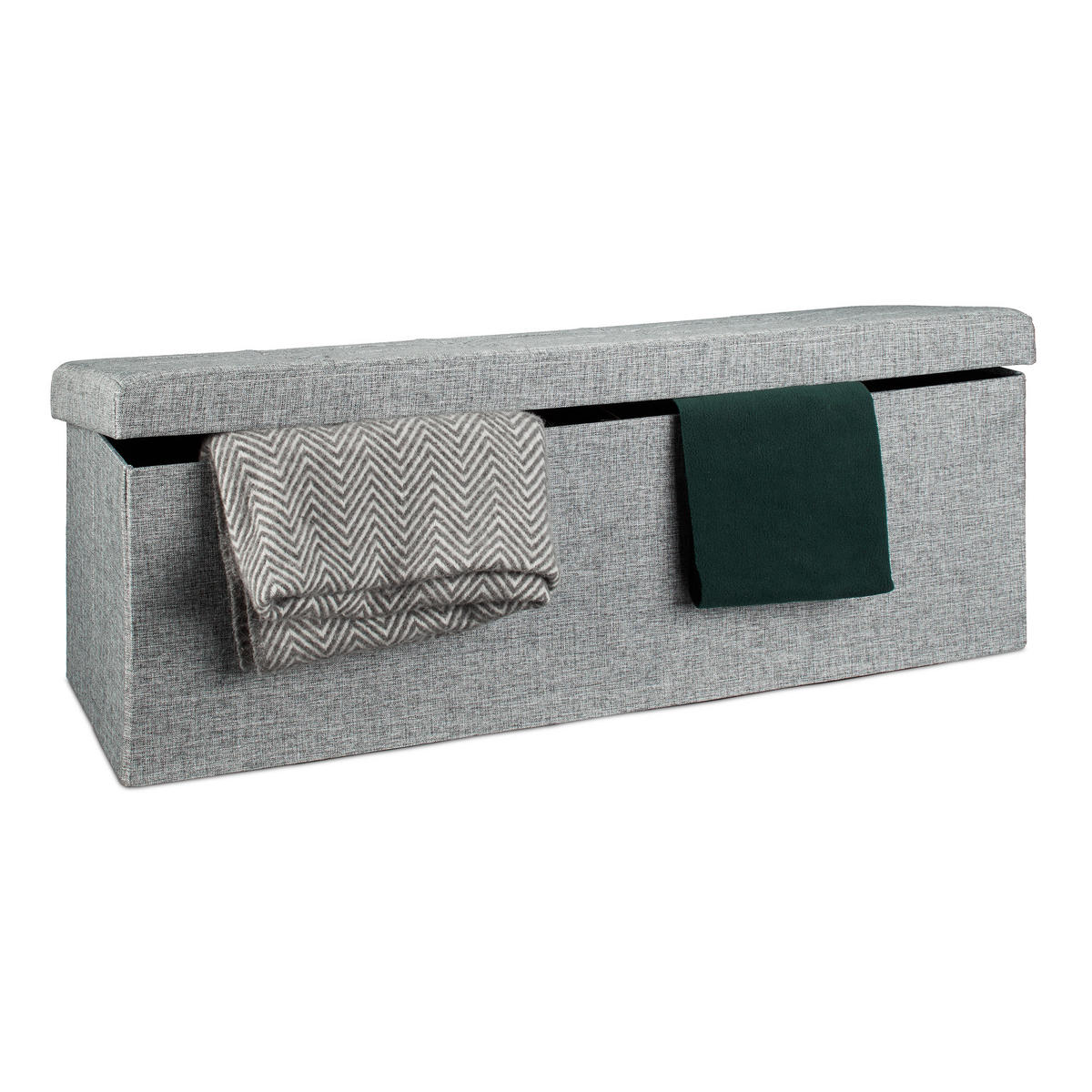 FALTBARE Sitzbank - Grau, Holzwerkstoff/Textil (38/38/114cm) - Relaxdays
