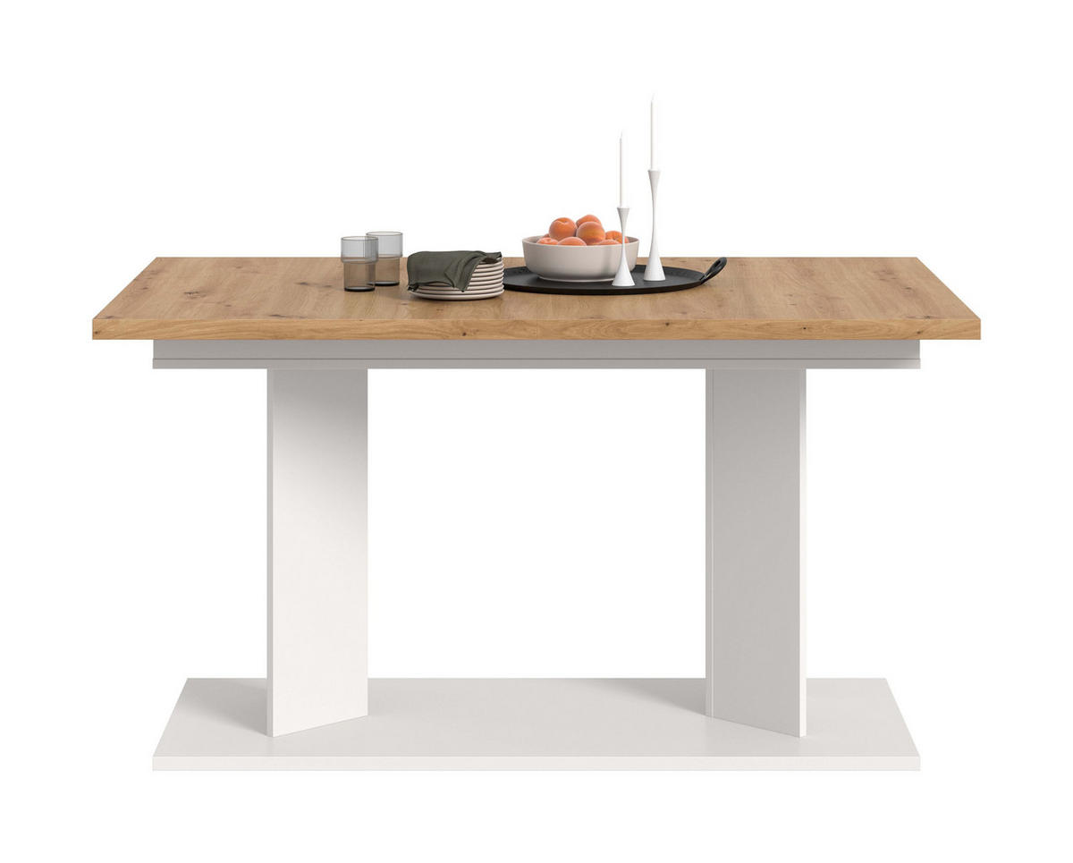 ESSTISCH Gunnar (B/H/T: ca. 220/76/100 cm) in weiß/Artisan Eiche Nachbildung - Weiß, Holzwerkstoff (100/220/76cm)