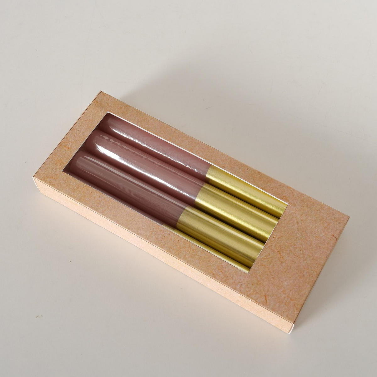KERZEN mit goldener Verzierung 2,2/2,2/20 cm - Rosa, Paraffin (2.2/20/2.2cm) - Boltze Home