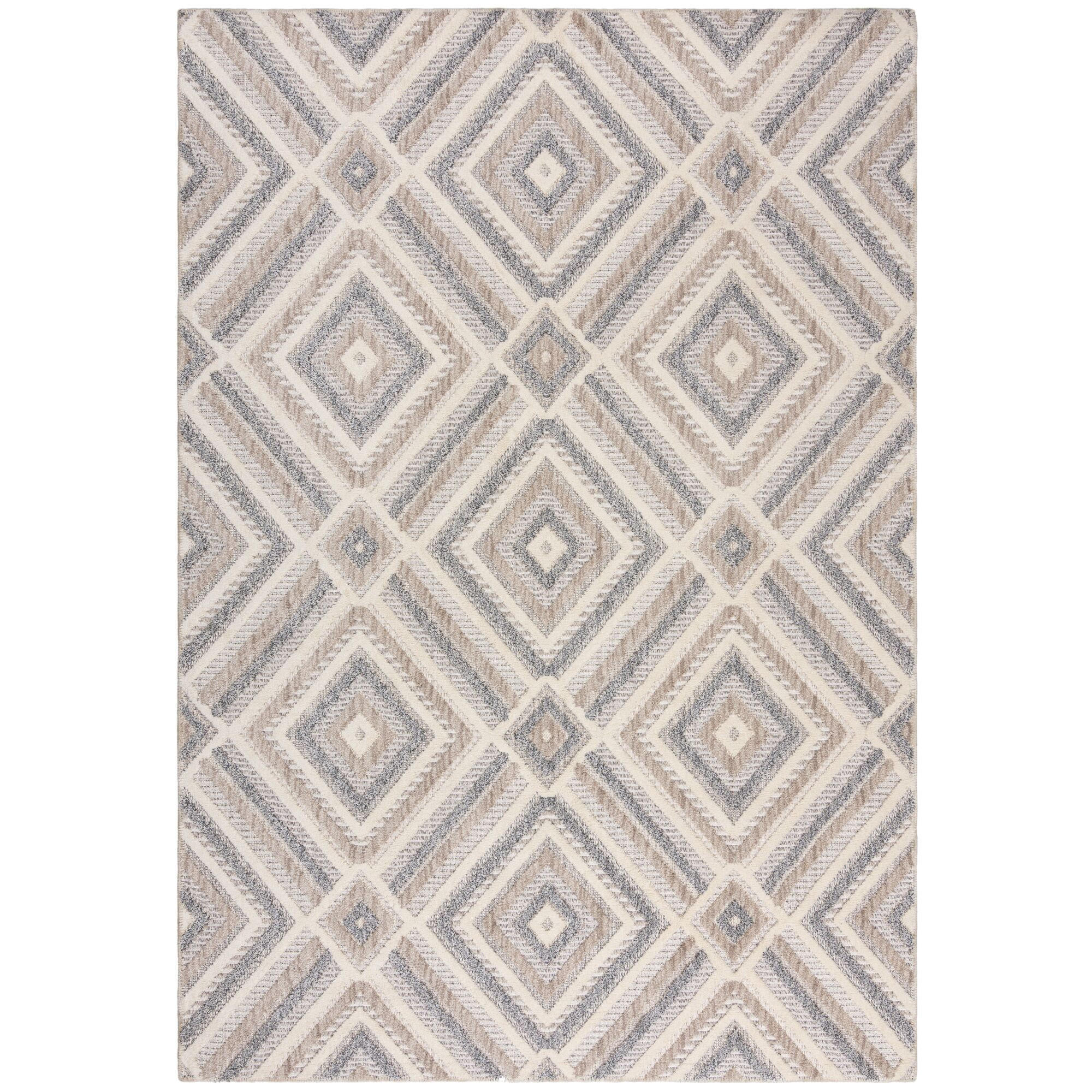 TEPPICH Waschbar RIDGE, geometrisch, Grau-Beige, 78 x 150 cm - Beige, Textil (78/150cm) - KADIMA DESIGN