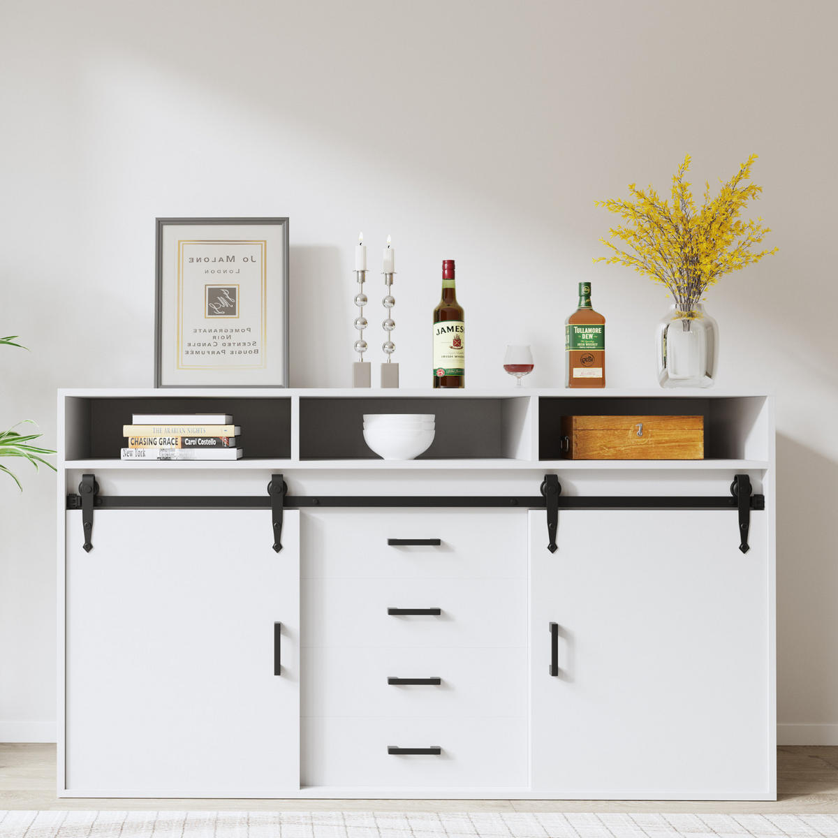 SIDEBOARD in 140/80/40cm - Weiß, Holzwerkstoff/Metall (40/80/140cm) - HOMAVO