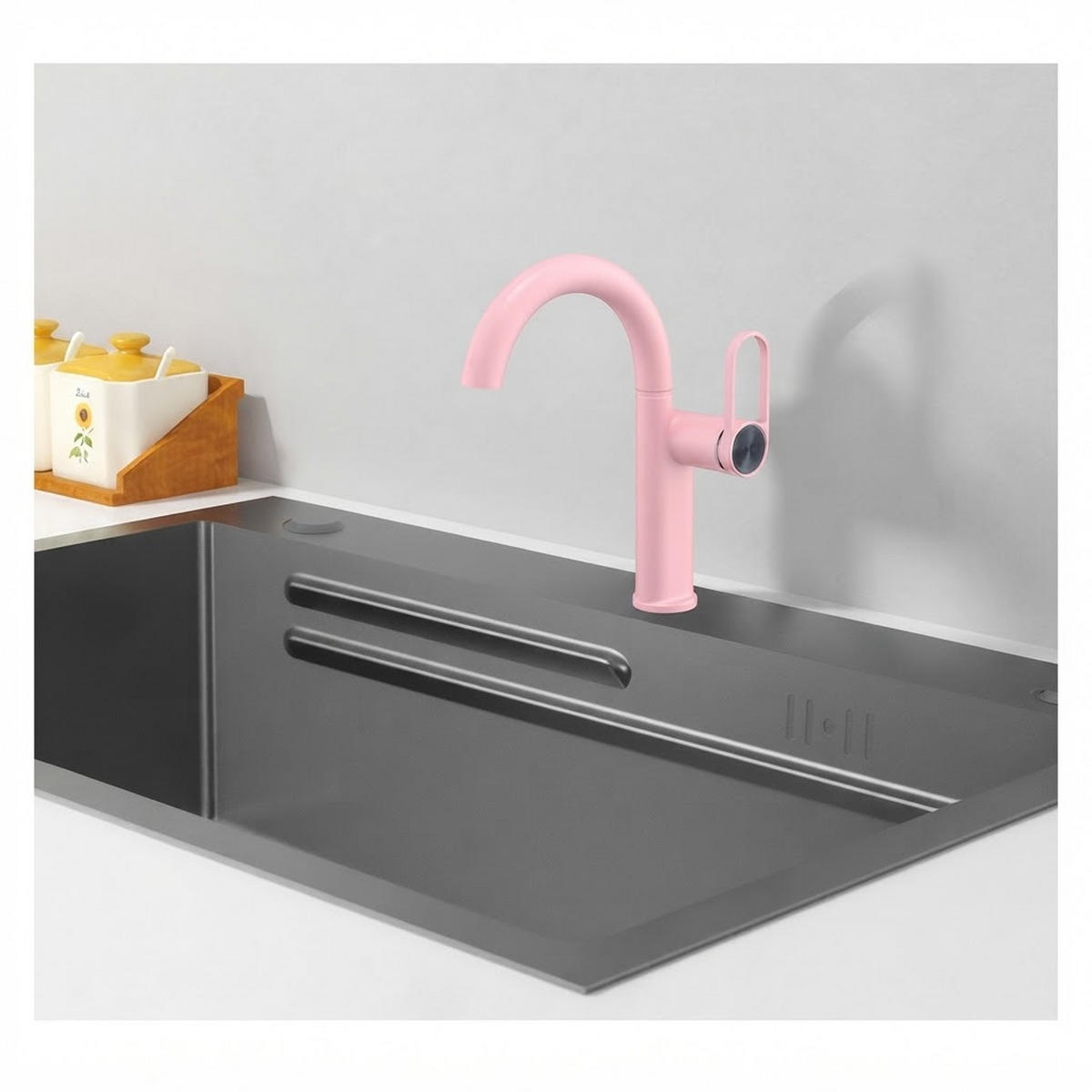WASCHTISCHARMATUR, 29,5 x 20 cm, Sicherung - Pink, Metall (47.8/8/29.5cm) - Vallsero