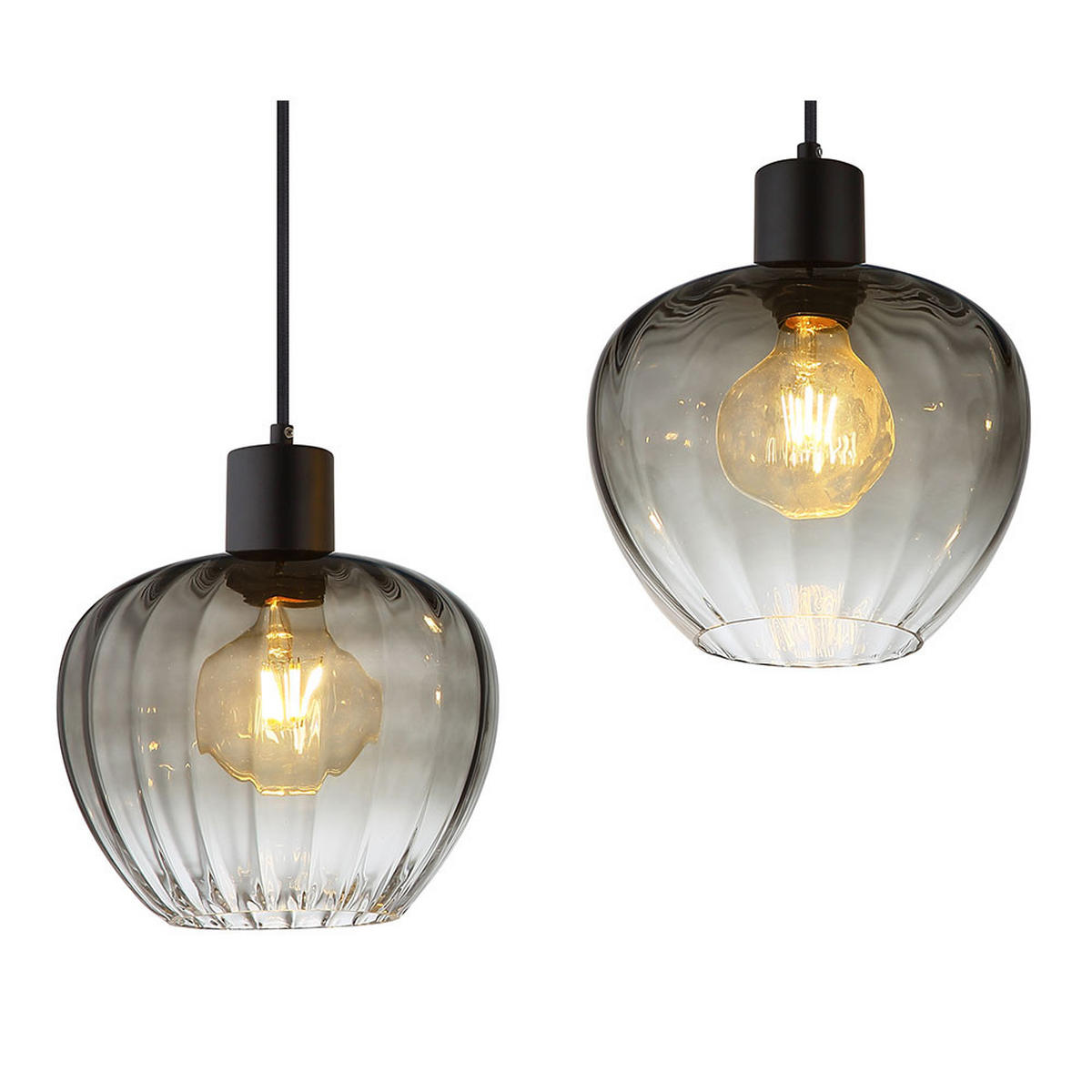 HÄNGELEUCHTE Glas Rauchfarben Schwarz - Grau, Glas (108/24/120cm) - Nowa