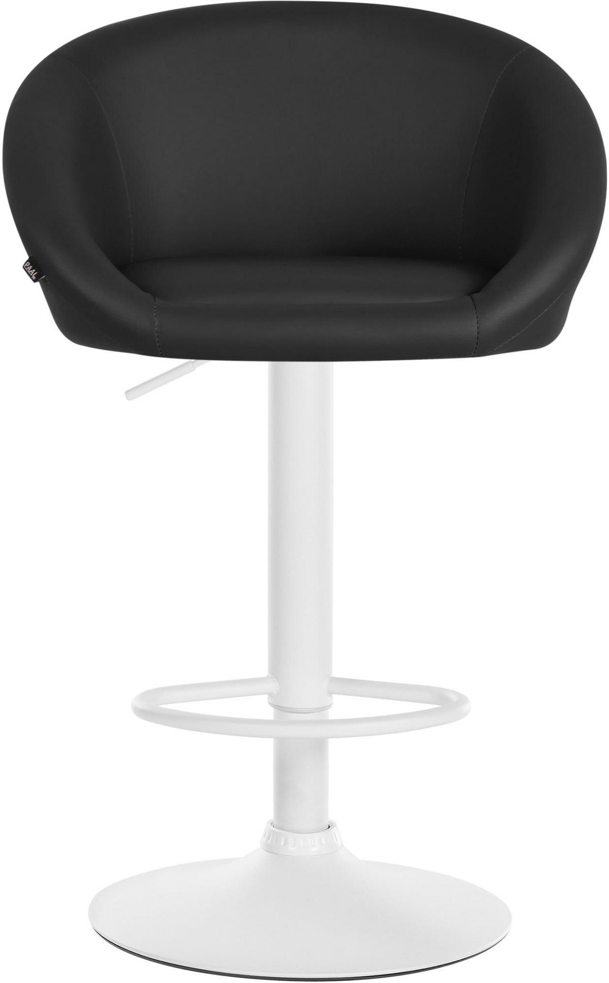 BARHOCKER OSLO Schwarz Kunstleder Weiß - Schwarz, Leder/Metall (55/86/51cm) - DELUKE