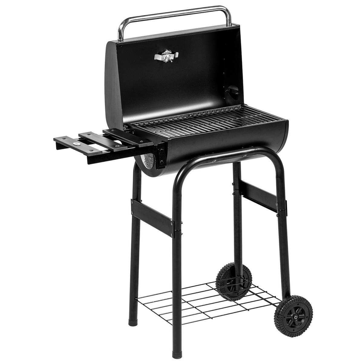 HOLZKOHLEGRILL DE-18267 mit Deckel, Thermometer & Seitenablage Schwarz - Schwarz, Metall (46.5/115/83cm) - ComfortXL