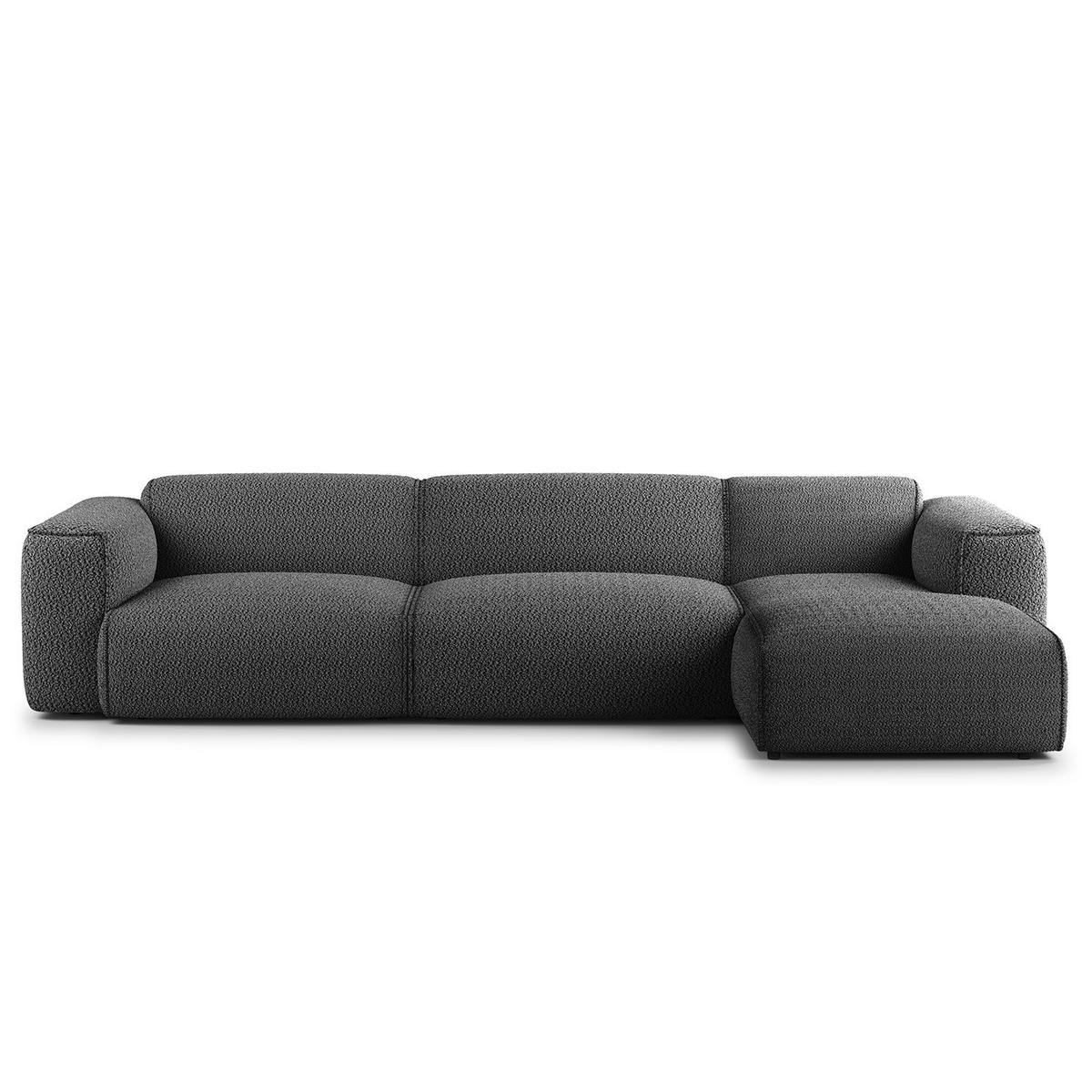 3-SITZER ECKSOFA mit Longchair - Anthrazit/Schwarz, Kunststoff/Textil (317/173cm) - home24
