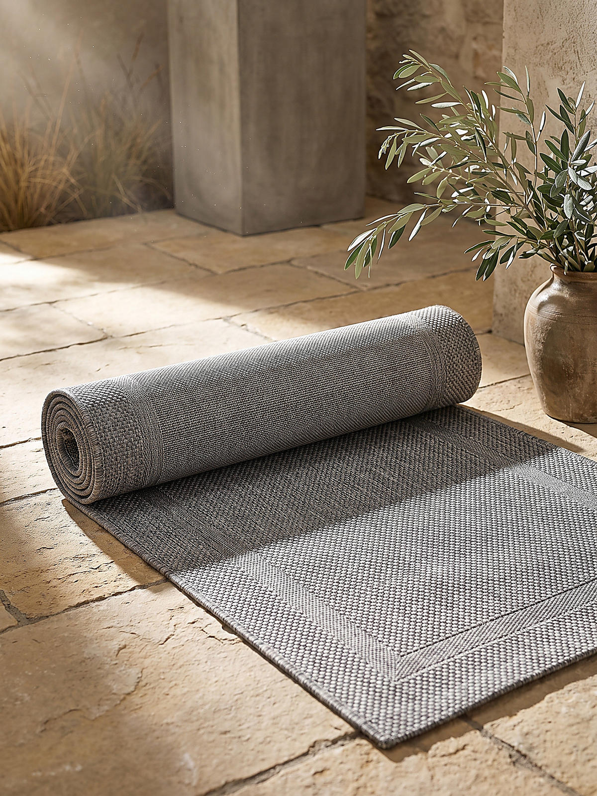 TEPPICHLÄUFER Bordüre BORNO Polypropylen Anthrazit 80 x 150 cm - Anthrazit, Textil (80/150cm) - KADIMA DESIGN