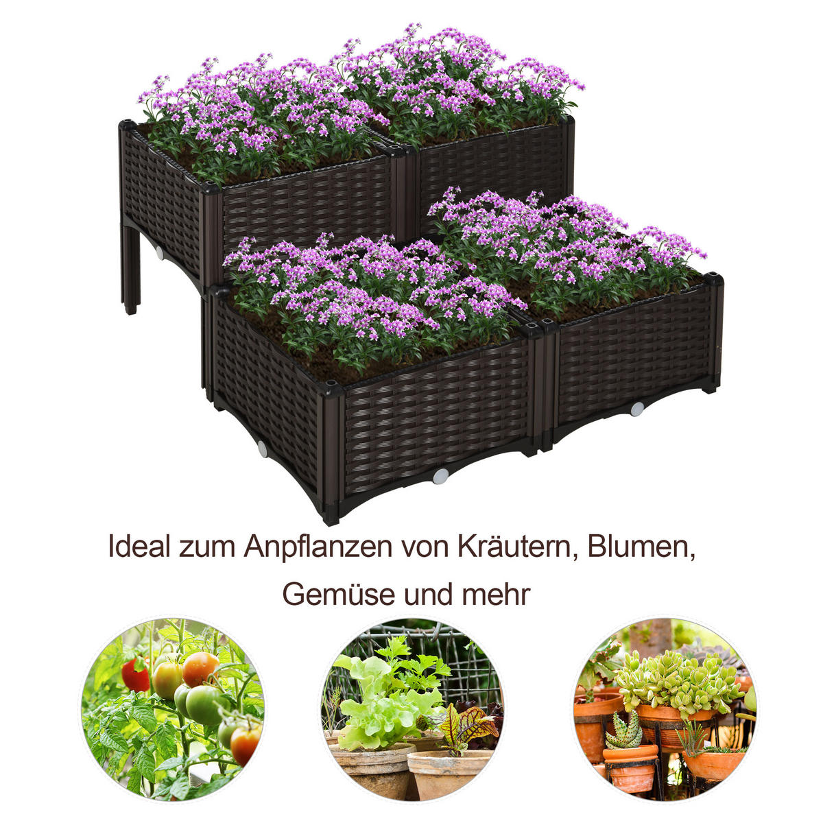 HOCHBEET 4-tlg., Dunkelbraun - Braun, Kunststoff (80/44/80cm) - Outsunny