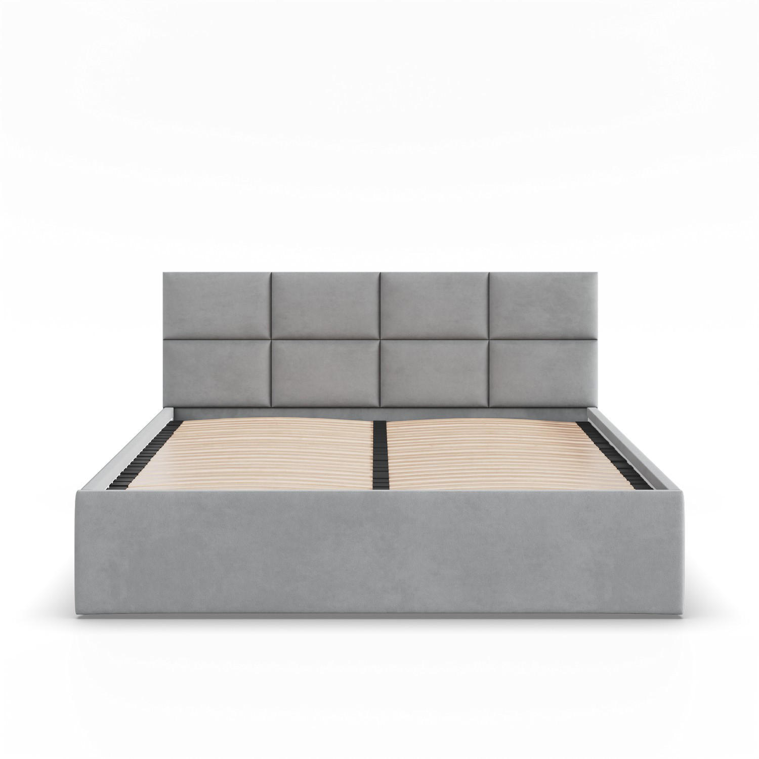 POLSTERBETT MIT KOPFTEIL 140x200 ohne Bettkasten BORGO, Grau - Grau, Textil (140/200cm) - Mebligo